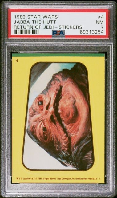 1983 TOPPS STAR WARS RETURN OF THE JEDI STICKER JABBA THE HUTT #4 PSA 7