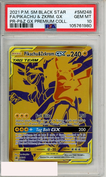 2021 POKEMON SM BSP FA PIKACHU ZKRM  GX #SM248 PR-PZ GX PREMIUM COLL PSA 10