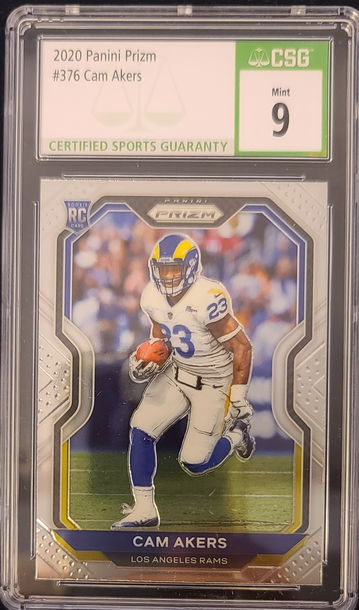 2020 Prizm #376 Cam Akers CSG 9 Mint Rookie Card Los Angeles Rams Football 