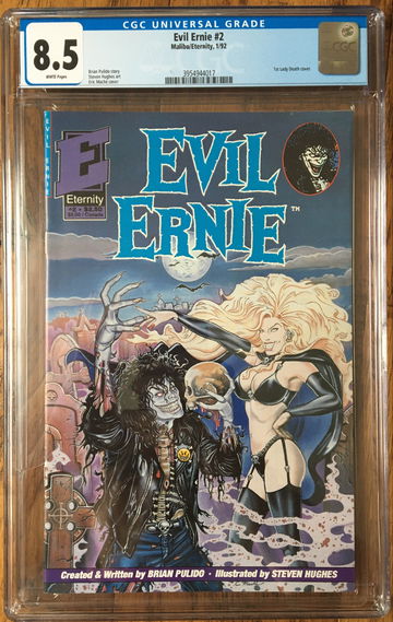 Evil Ernie #2 (1992) CGC 8.5 -- White pages; 1st Lady Death cover by Eric Mache