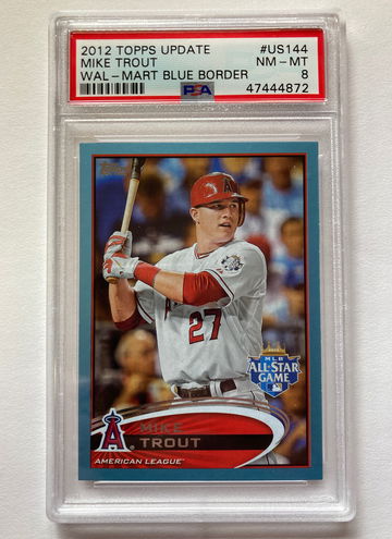 2012 topps update mike trout Walmart blue border psa 8