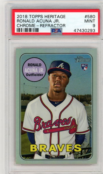 Ronald Acuna Jr 2018 Heritage Chrome Refractor Rookie /569 PSA 9