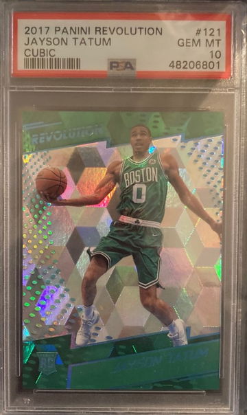 2017-18 Jayson Tatum Rookie RC #/50 Cubic Panini Revolution #121 Pop 4 PSA 10