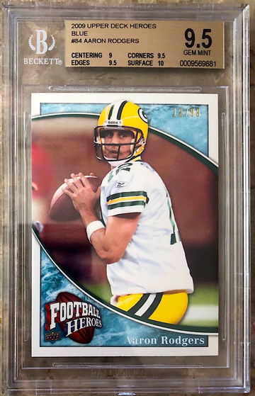 2009 Aaron Rodgers Upper Deck Heros Blue 12/99 JERSEY NUMBER