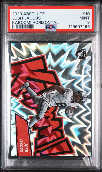 2023 Panini Absolute Kaboom! Horizontal Josh Jacobs #10 PSA 9