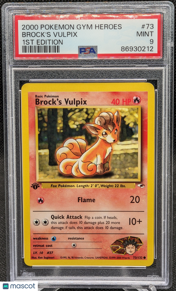 2000 Pokemon Gym Heroes Brock's Vulpix #73 1st Edition PSA 9