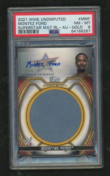 2021 Topps WWE Undisputed Superstar Mat Relics Autograph-Gold Montez Ford #MMF PSA 8