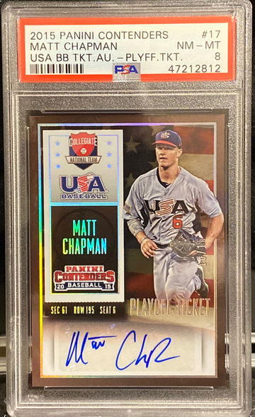 2015 Contenders USA Baseball Playoff Ticket #d 10/15 Matt Chapman PSA 8