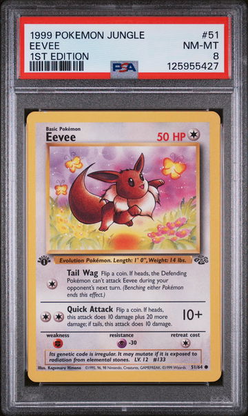 1999 Pokemon Jungle 1st Edition Eevee #51 PSA 8