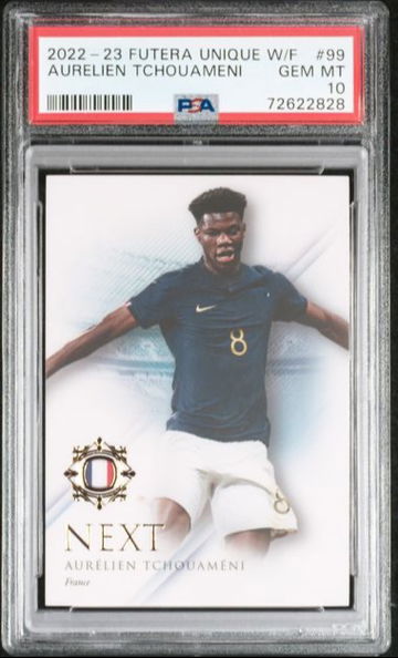 2022-23 Futera Unique World Football Aurelien Tchouameni Next #99 PSA 10 Rookie RC France