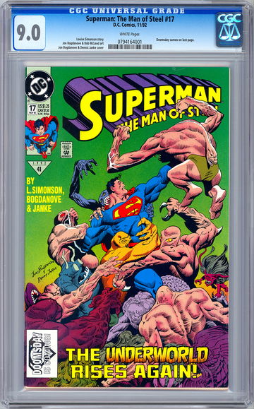 SUPERMAN MAN OF STEEL #17 CGC 9.0 *DOOMSDAY CAMEO* DEATH OF SUPERMAN SAGA 1992