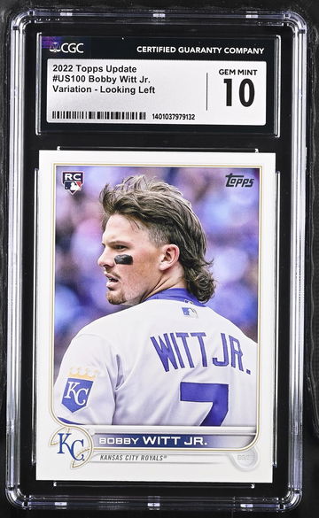 2022 TOPPS BOBBY WITT JR. UPDATE VARIATION - LOOKING LEFT #US100 CGC 10