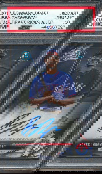 2017 Bowman Chrome Draft Bubba Thompson Base RC AUTO PSA 10 GEM MINT SSP 0702