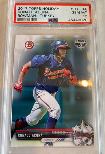 2018 Topps Holiday Ronald Acuna Bowman Turkey /35 PSA 10