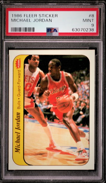 Michael Jordan 1986 Fleer Sticker #8 RC Rookie 1986-87 86-87 PSA 9 MINT *Priced for quick sale!