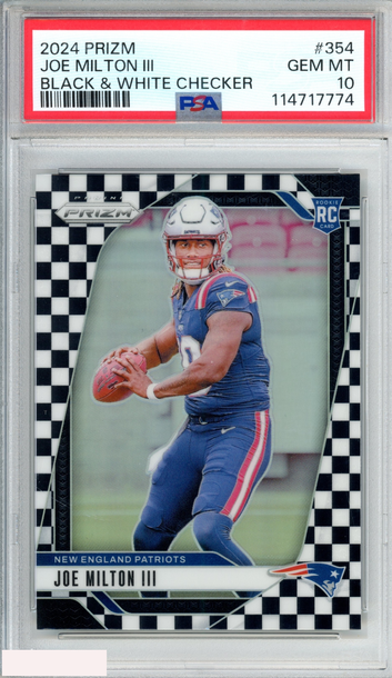 2024 PANINI PRIZM JOE MILTON III #354 BLACK AND WHITE CHECKER ROOKIE RC PSA 10