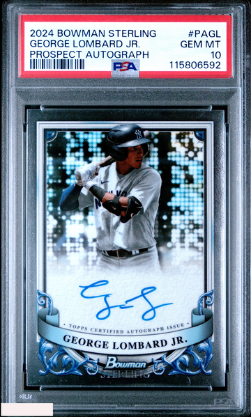 2024 BOWMAN STERLING PROSPECT AUTOGRAPHS GEORGE LOMBARD JR #PAGL PSA 10 GEM MT