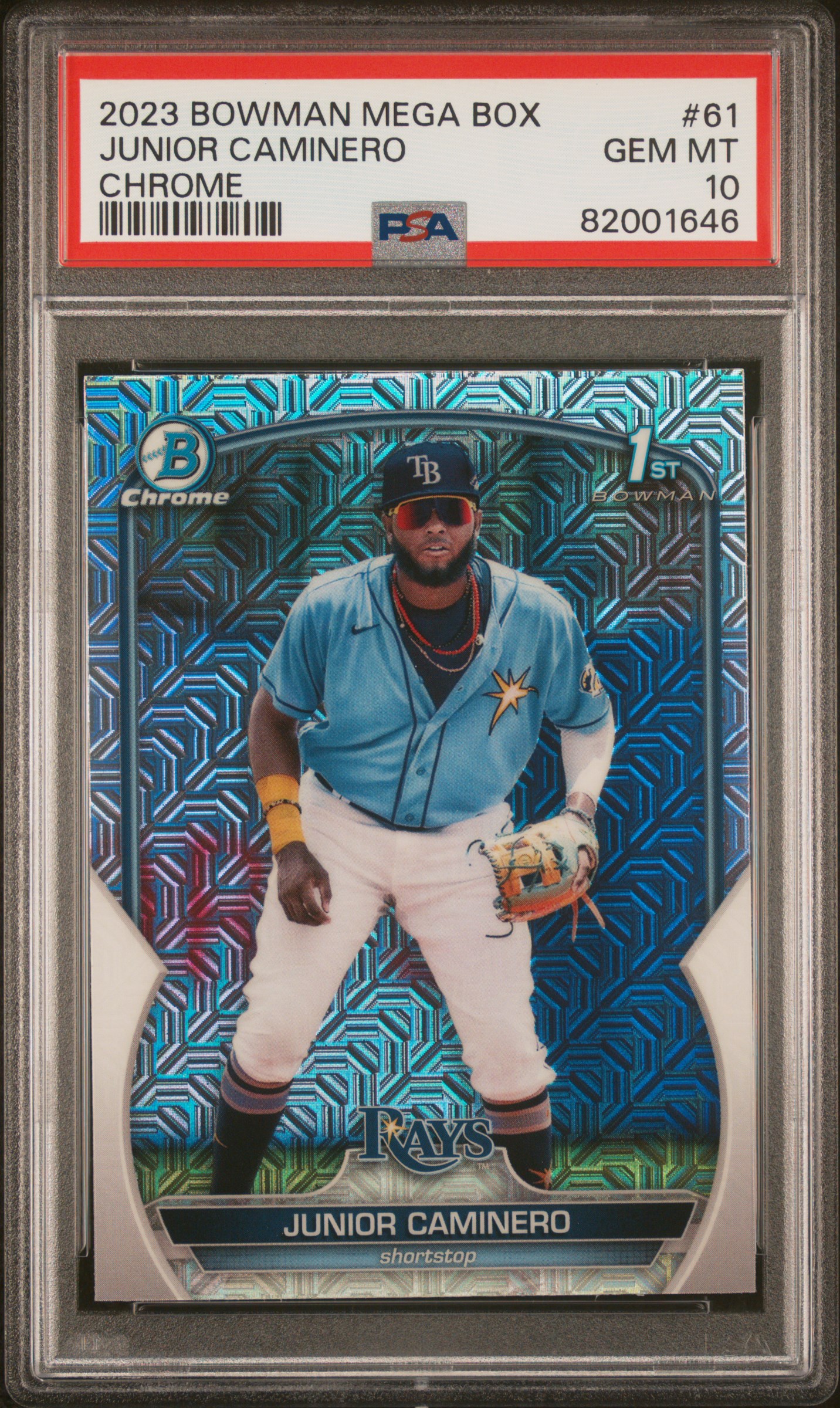 2023 Bowman Mega Box Chrome Junior Caminero #61 Mojo 1st PSA 10 GEM MINT