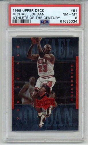 1999 UPPER DECK ATHLETE OF THE CENTURY #61 MICHAEL JORDAN CARD BULLS PSA 8