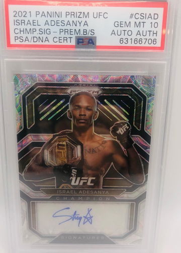 2021 UFC Panini Prizm Israel Adesanya Premium Box Set Scope Auto #7/11 PSA 10 Pop 1