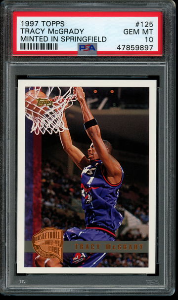 1997 Topps MINTED IN SPRINGFIELD #125 Tracy McGrady PSA GEM MINT 10