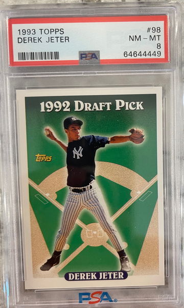 DEREK JETER 1993 Topps ROOKIE CARD PSA 8 #98 Newly Graded Scratch Free Case
