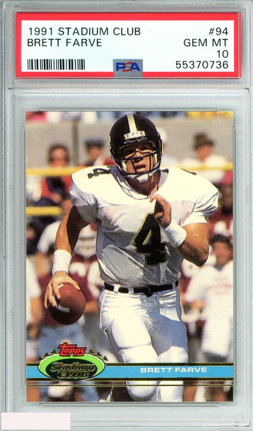 1991 STADIUM CLUB BRETT FARVE #94 GREEN BAY PACKERS RC PSA 10 GEM MT