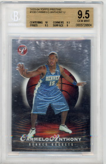 2003-04 Topps Pristine #108 Carmelo Anthony RC #'d /999 BGS 9.5 GEM MINT 10 Centering