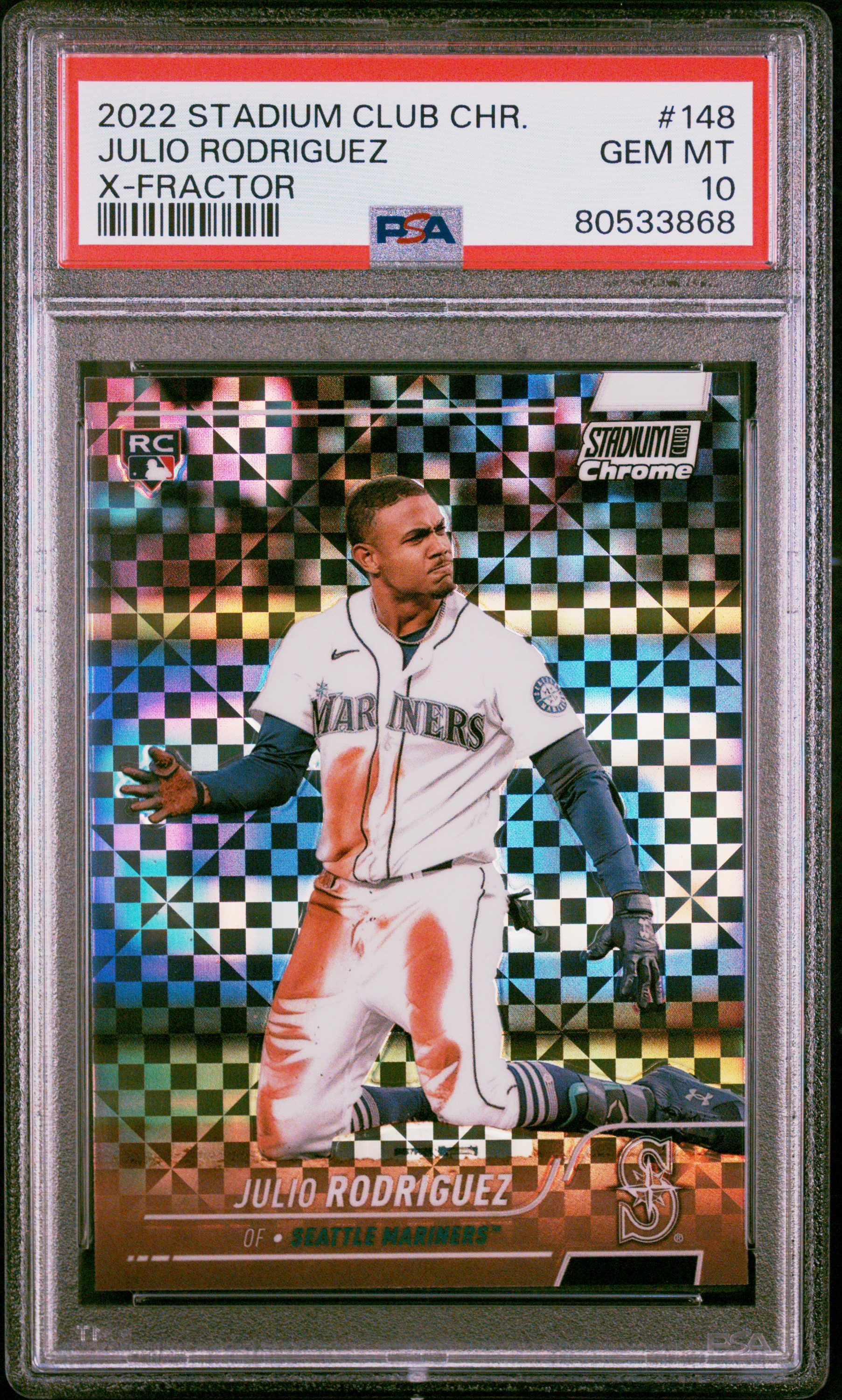 2022 Topps Stadium Club Chrome Julio Rodriguez #148 X-FRACTOR PSA 10 ROOKIE RC