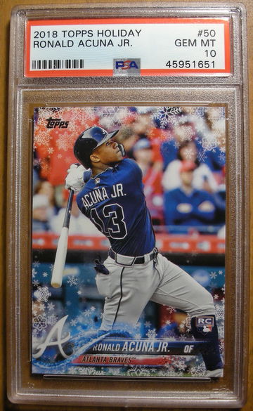 Ronald Acuna Jr. 2018 Topps Holiday #50 RC PSA 10