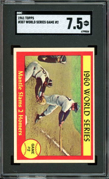 1961 Topps #307 World Series Game 2 Mickey Mantle Slams 2 Homers HOF SGC 7.5 NM+
