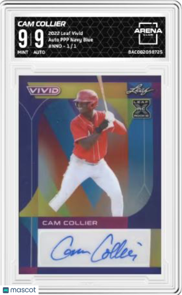 2022 Leaf Vivid Cam Collier #NNO Auto PPP Navy Blue /1 Arena Club 9 Auto 9