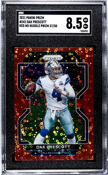 2021 Prizm #242 Dak Prescott Red No Huddle Prizm /50 SGC 8.5