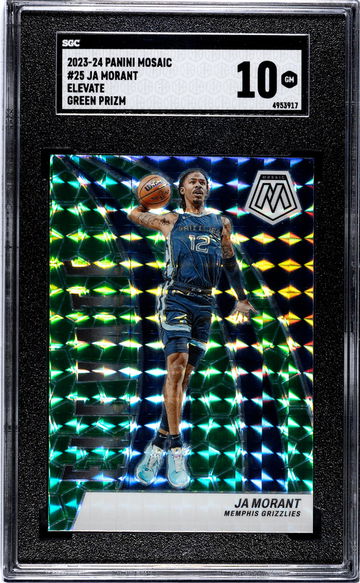 2023-24 Panini Mosaic #25 Ja Morant Elevate Green Prizm SGC 10