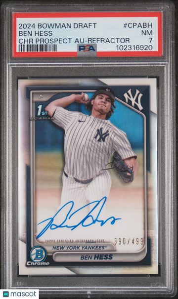 2024 Bowman Draft Chrome Prospect Autographs Ben Hess #CPABH Refractor /499 PSA 7