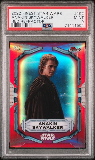 2022 Topps Finest Star Wars 102 Anakin Skywalker Red Refractor PSA 9