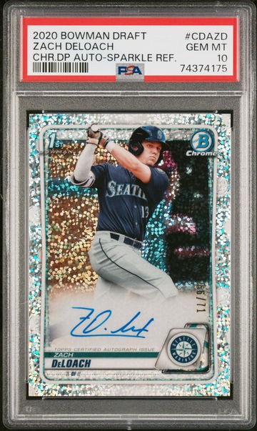 2020 BOWMAN DRAFT AUTO ZACH DELOACH SPARKLE PSA 10