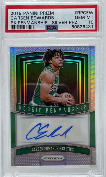 2019 Panini Prizm Carsen Edwards RK Penmanship - Silver Prizm PSA 10 GEM MT 