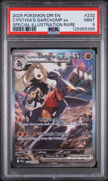 2025 Pokemon Destined Rivals Special Illustration Rare Cynthia's Garchomp Ex #232 PSA 9