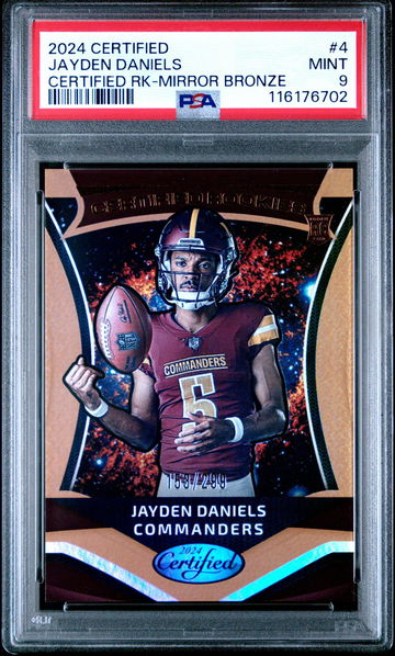 2024 Panini Certified Certified Rookies Certified Rk-Mirror Bronze Jayden Daniels #4 /299 PSA 9