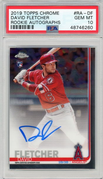 David Fletcher 2019 Topps Chrome On Card Rookie Auto PSA 10 Angels