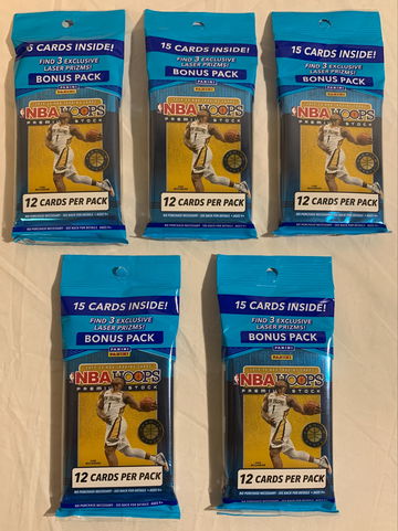5 x 2019-2020 Panini Hoops Premium Stock NBA Basketball Multipack / Cello Pack