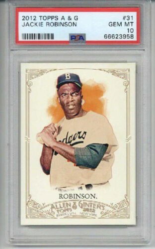 2012 TOPPS ALLEN & GINTER #31 JACKIE ROBINSON CARD DODGERS PSA 10 LOW POP RARE