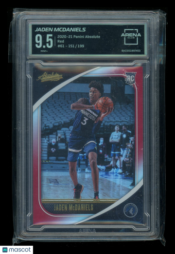 2021 2020-21 Panini Absolute Red Jaden McDaniels #61 /199 RC Arena Club 9.5