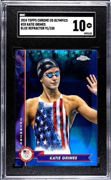 2024 Topps Chrome Us Olympics #28 Katie Grimes Blue Refractor /150 SGC 10
