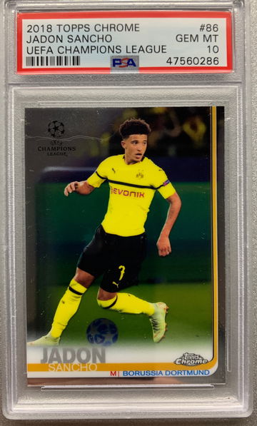 JADON SANCHO 2018 TOPPS CHROME ROOKIE PSA 10 GEM MINT