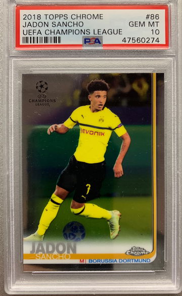 JADON SANCHO 2018 TOPPS CHROME ROOKIE PSA 10 GEM MINT 