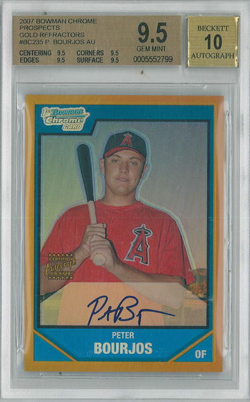 2007 Bowman Chrome Peter Bourjos #BC235 Gold Refractor True Gem BGS 9.5 Auto 10 /50