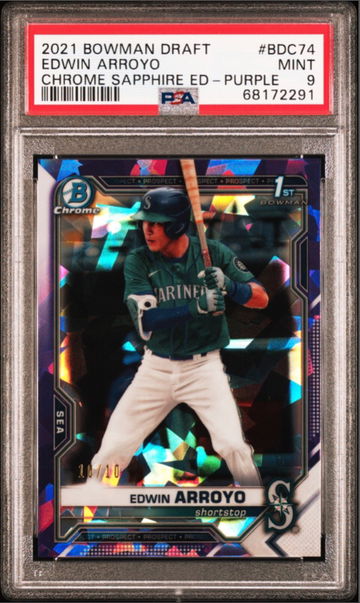 2021 Bowman Draft Sapphire Edwin Arroyo /10 Purple 