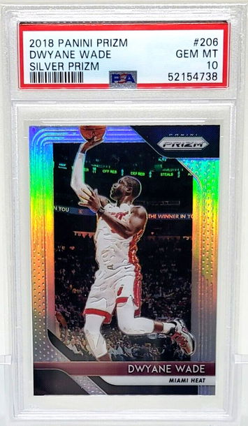 2018 PRIZM DWYANE WADE SILVER PRIZM SP #206 PSA 10 GEM MINT HEAT FINALS MVP HOF